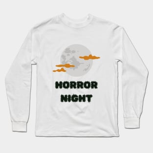 halloween day night moon horror nigh spooky text and design illustration Long Sleeve T-Shirt